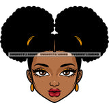 Puffy Hairstyle African American Girls Face Design Element Afro Girls Beautiful Eyes White Background SVG JPG PNG Vector Clipart Cricut Silhouette Cut Cutting
