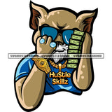 Gangster Scarface Old Cat Hand Holding Money Bundle Design Element Afro Cat Wearing Sunglass And Dimond Ring SVG JPG PNG Vector Clipart Cricut Silhouette Cut Cutting