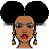 Puffy Hairstyle African American Woman Wearing Earing Vector Design Element Afro Woman Smile Face White Background SVG JPG PNG Vector Clipart Cricut Silhouette Cut Cutting
