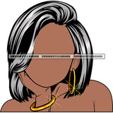 Gangster African American Woman Wearing Gold Hand Band And Hoop Earing White Color Hairstyle Design Element White Background Melanin Woman SVG JPG PNG Vector Clipart Cricut Silhouette Cut Cutting
