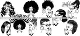 Bundle 10 Afro Beautiful Woman SVG Cutting Files For Silhouette and Cricut