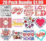 Valentines Day Bundle Love Day Celebration Valentines 20 Designs Bundle Love Cupid Jesus Cute Valentines SVG Retro True Love Valentine Shirts SVG PNG Cutting Designs Print Sublimation