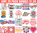 Valentines Day Bundle Love Day Celebration Valentines 20 Designs Bundle Love Cupid Jesus Cute Valentines SVG Retro True Love Valentine Shirts SVG PNG Cutting Designs Print Sublimation