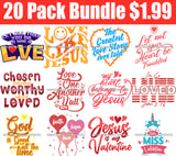 Valentines Day Bundle Love Day Celebration 20 Designs Bundle Love Cupid Jesus Cute Valentines SVG Retro True Love Valentine Shirts SVG PNG Cutting Designs Print Sublimation