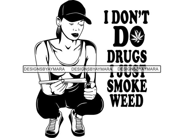 Woman Smoking Weed Smoke Smoker Marijuana Herbal Cannabis Blunt Join 420 High Life Mary Jane SVG PNG JPG EPS Vector Clipart Cutting Cut Cricut