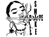 Woman Smoking Weed Smoke Smoker Marijuana Herbal Cannabis Blunt Join 420 High Life Mary Jane SVG PNG JPG EPS Vector Clipart Cutting Cut Cricut