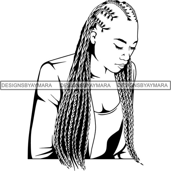Afro Woman Braids Dreads Dreadlocks Hairstyle SVG Cut Files For Silhouette and Cricut