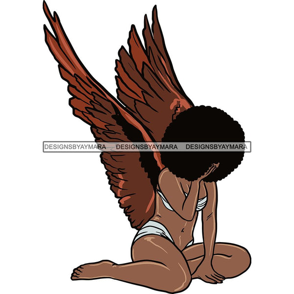 Afro Angel Black Woman SVG Cutting Files For Silhouette Cricut and More
