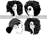 Bundle Afro Queen Woman SVG Afro Puffy Hairstyle Goddess SVG PNG EPS JPG Vector Clipart Silhouettes Cricut Cutting Cut