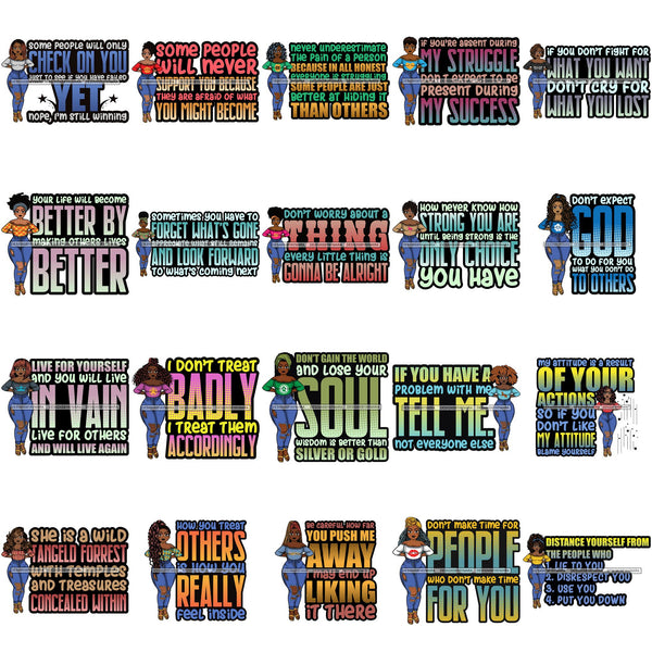 Bundle 20 Afro Lola Boss Diva Life Quotes .SVG Cutting Files For Silhouette and Cricut and More!