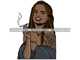 Woman Smoking Pot Deadlock Braids Hairstyle Rasta Queen Blunt Weed Cannabis 420 Marijuana Stoner High Life PNG Files For Print Not For Cutting