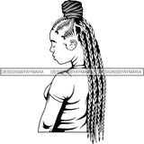 Afro Woman Braids Dreads Dreadlocks Hairstyle SVG Cut Files For Silhouette and Cricut