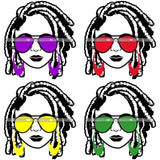 Bundle 4 Afro Lola Boss Lady Dope Diva Glamour Wearing Glasses Accesories .SVG Cut Files