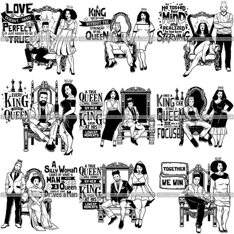 Bundle 9 King and Queen Rey Reina Couple Life Goals SVG Cut Files For Silhouette and Cricut