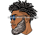 Melanin African American Man Portrait Wearing Glasses Mohawk Hairstyle Latino Caribbean Male Locs Dreadlocks Dread Hairstyle Sister Locs Salon Logo Design Element SVG JPG PNG Vector Clipart Cricut Silhouette Cut Cutting