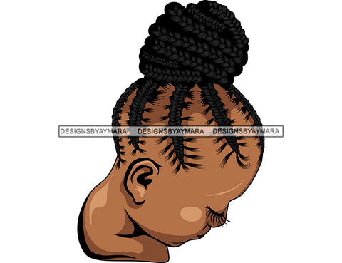 Woman Head Braids Hairstyle African American Latina Woman Salon Logo Goddess Fulani Knotless Cornrows Braided Updo Twists Box Faux Locs Crochet Braids Design Element SVG JPG PNG Vector Clipart Cricut Silhouette Cut Cutting