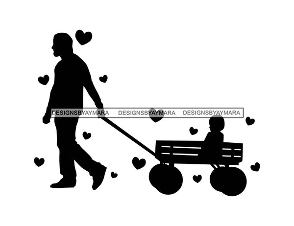 Happy Father's Day Celebration Dad Pulling Baby Son Forklift truck Dad's Day Man Male Parental Daddy's Special Day Paternal Recognition Parenting Appreciation SVG JPG PNG Cricut Sublimation Print Cutting Designs