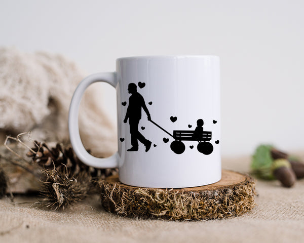 Happy Father's Day Celebration Dad Pulling Baby Son Forklift truck Dad's Day Man Male Parental Daddy's Special Day Paternal Recognition Parenting Appreciation SVG JPG PNG Cricut Sublimation Print Cutting Designs