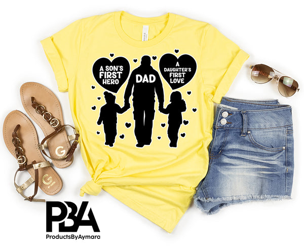 Happy Father's Day Celebration Dad A Boy First Hero A Girl First Love Dad's Day Man Male Parental Daddy's Special Day Paternal Recognition Parenting Appreciation SVG JPG PNG Cricut Sublimation Print Cutting Designs