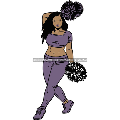 Afro Cheerleader Woman SVG Cutting Files For Silhouette Cricut and More