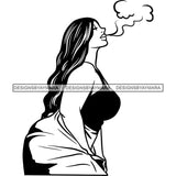 Woman Smoking Pot Joint Blunt Stoned High Life Weed Leaf Marijuana Grass Relax Chill SVG Cutting Files