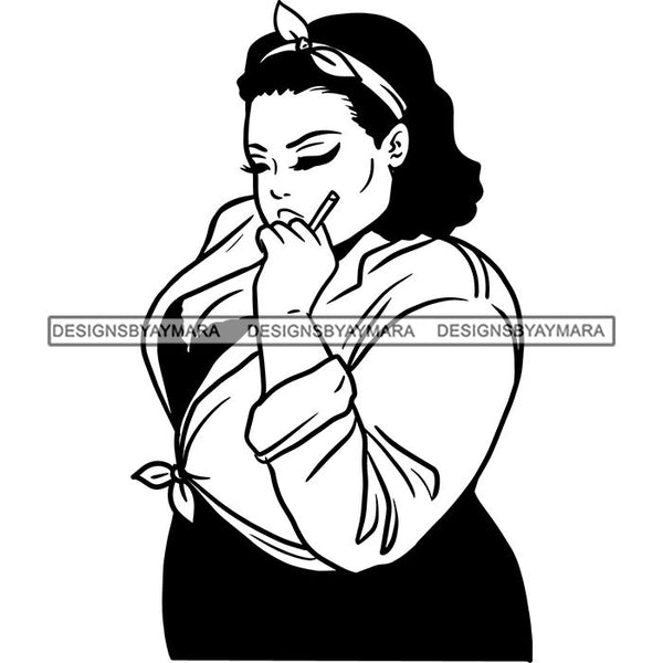 Woman Smoking Pot Joint Blunt Stoned High Life Weed Leaf Marijuana Grass Relax Chill SVG Cutting Files