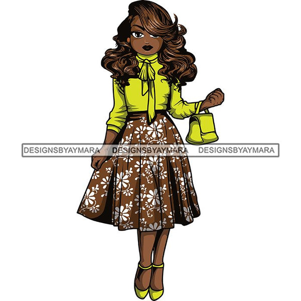 Afro Lola Classy Fashion Girl Fashionable Woman .SVG Clipart Cutting Files For Silhouette and Cricut and More!