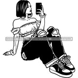 Fashion Woman Model Posing Summer Outfit Vogue Goddess Glamour Trendy Clothing Vector SVG Cutting Files