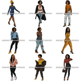 Bundle 9 Fashion Diva Glamour Afro Classy Sexy Lady SVG PNG JPG Vector Files For Cutting and More