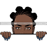 Afro Woman Peeking Peek-a-Boo I see You Melanin Pretty Half Face PNG File For Print Not For Cutting