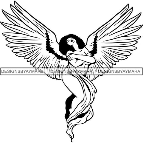 Afro Angel Black Woman SVG Cutting Files For Silhouette Cricut and More