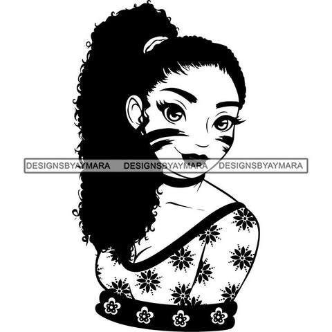 Afro Woman Kinky Hairstyle African American Beautiful Black Woman SVG Files For Cutting and More.