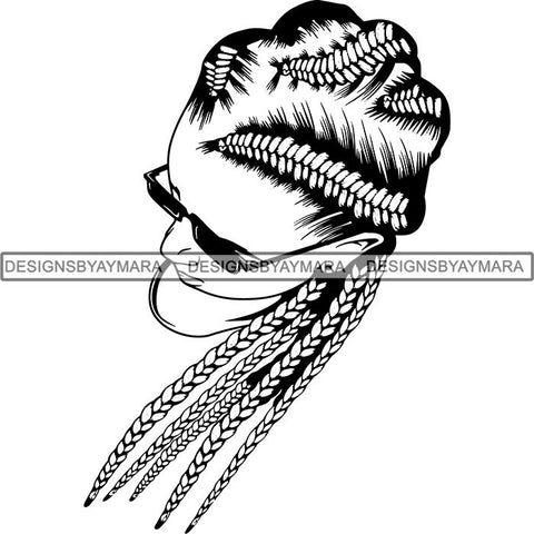 Afro Woman Braids Dreads Dreadlocks Hairstyle SVG Cut Files For Silhouette and Cricut