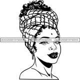 Afro Woman SVG Turban Head Wrap Cutting Files For Silhouette Cricut and More