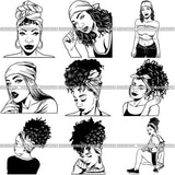 Bundle 9 Afro Melanin Popping Hair Style SVG Files For Cutting and More