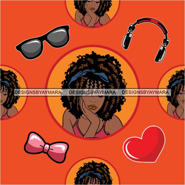 Fashion Lady Seamless Pattern Abstract Decorative Background Vector Designs SVG Files For Cutting and More!