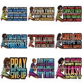 Bundle 9 Afro Lola Kneeling Praying God Lord Faith Quotes .SVG Vector Clipart Cutting Files For Silhouette Cricut and More!