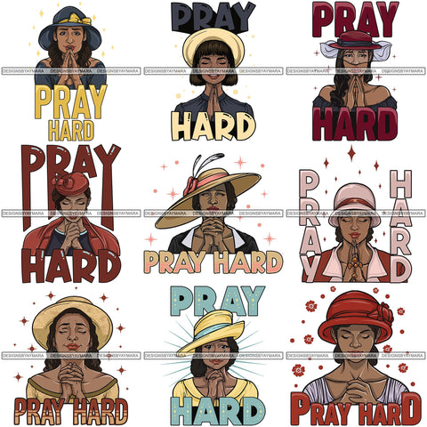 Bundle 9 Afro Woman Praying God Lord Faith SVG Cutting Files For Silhouette Cricut and More