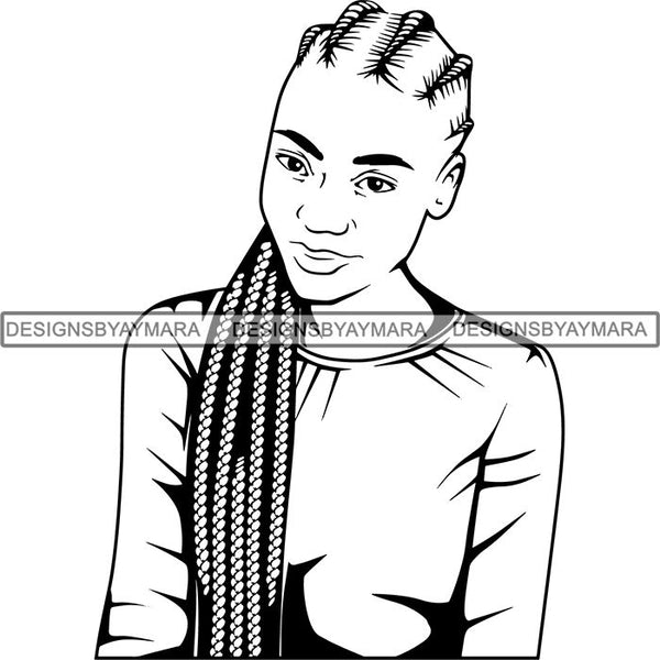 Afro Woman Braids Dreads Dreadlocks Hairstyle SVG Cut Files For Silhouette and Cricut