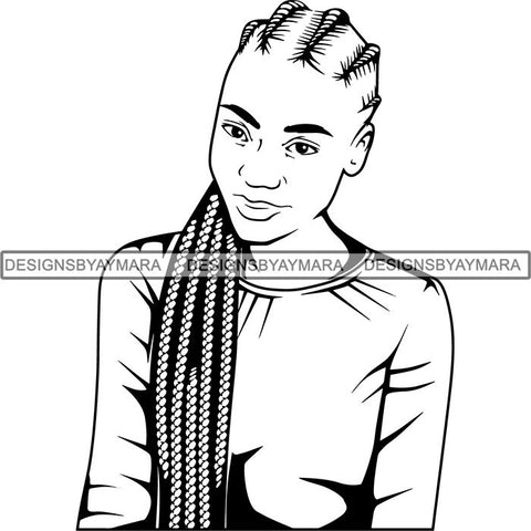 Afro Woman Braids Dreads Dreadlocks Hairstyle SVG Cut Files For Silhouette and Cricut