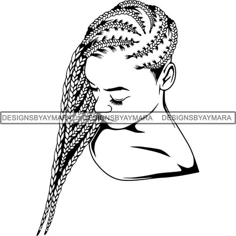 Afro Woman Braids Dreads Dreadlocks Hairstyle SVG Cut Files For Silhouette and Cricut