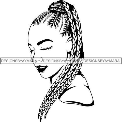 Afro Woman Braids Dreads Dreadlocks Hairstyle SVG Cut Files For Silhouette and Cricut