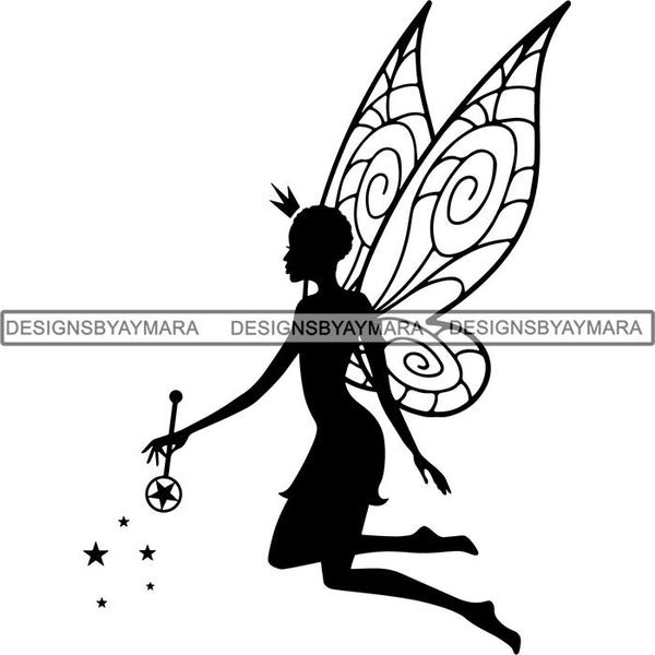 Afro Fairy Fantasy Magic SVG Cut Files For Silhouette and Cricut