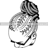 Afro Woman Braids Dreads Dreadlocks Hairstyle SVG Cut Files For Silhouette and Cricut