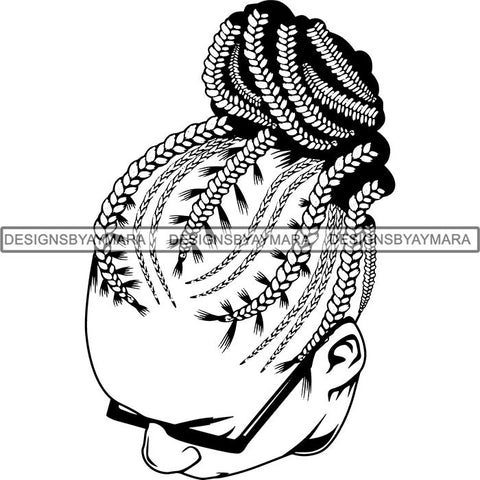 Afro Woman Braids Dreads Dreadlocks Hairstyle SVG Cut Files For Silhouette and Cricut