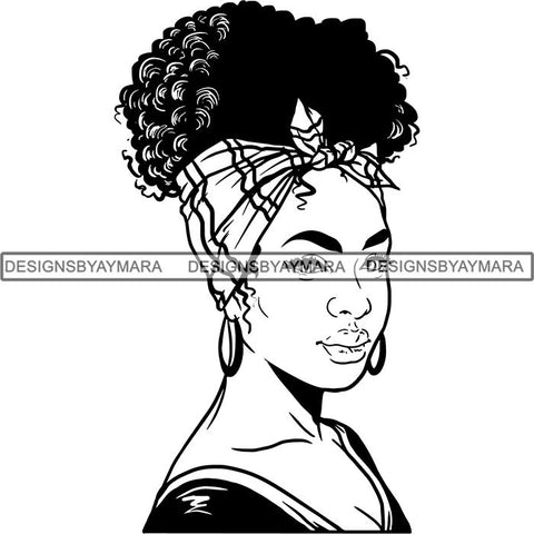 Afro Woman SVG Turban Head Wrap Cutting Files For Silhouette Cricut and More