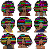 Bundle 9 Afro Pretty Woman Hair Quotes Words Letters Lady Female Qualities SVG Files For Cutting and More!