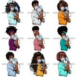 Bundle 9 Afro Lola Nurse Doctor Save Life Hero Wearing Mask Protection Flexing Strong Medical Occupation SVG Cutting Files