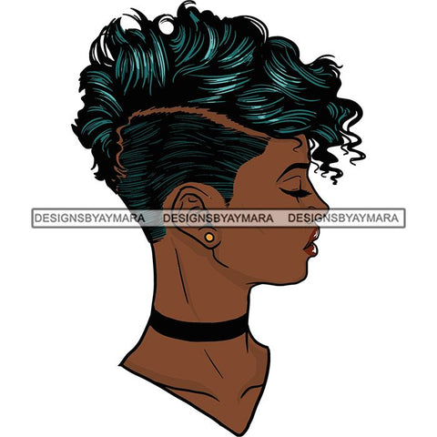 Afro Woman Short Haircut Curly Hairstyle Fashion Makeup Glamour SVG Files For Cutting and More!