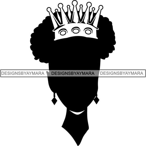 Black Afro Queen Silhouette Style SVG Cut Files